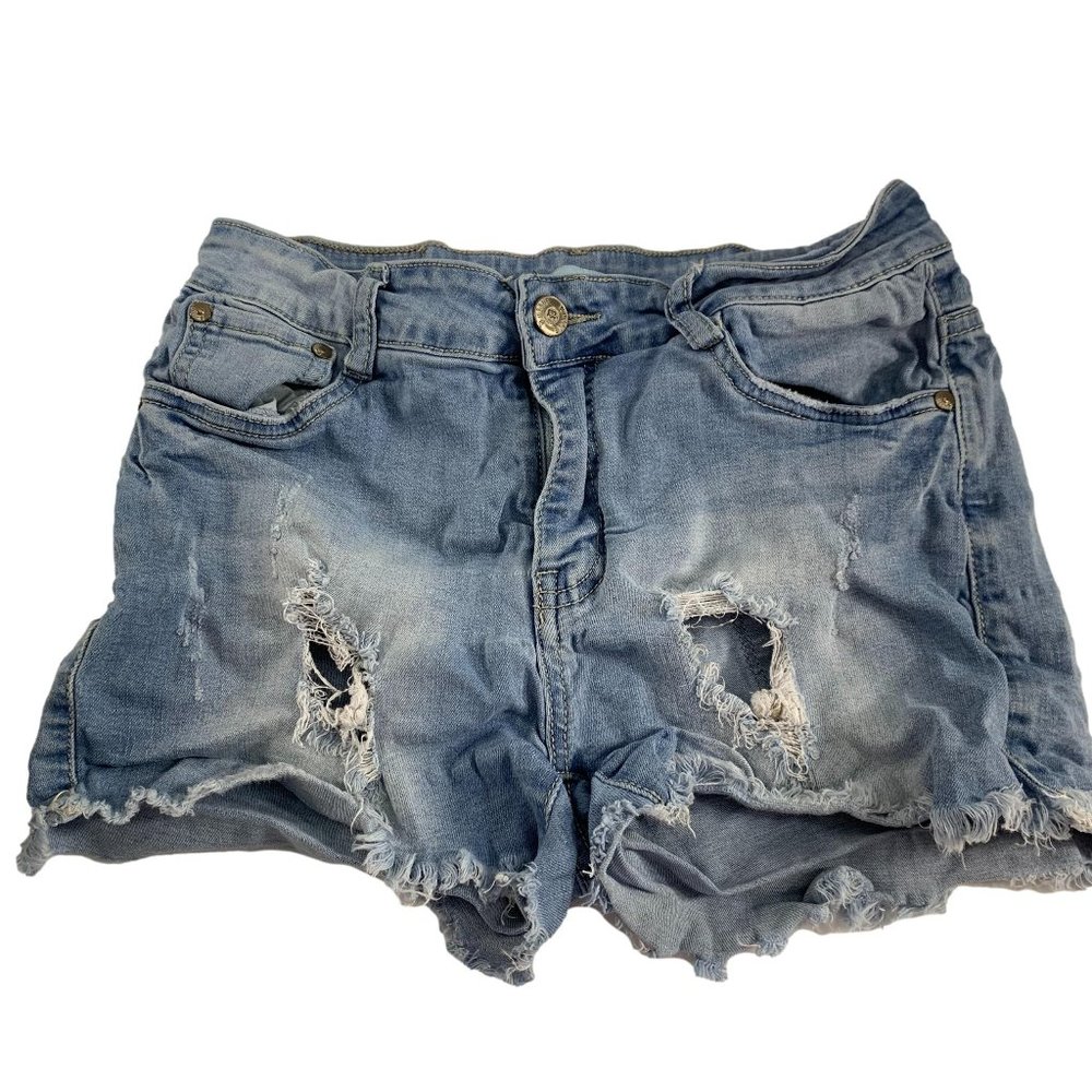 Puzzle Womens Short Shorts Size 5/6 Denim Distressed Holes Frayed Hem Booty